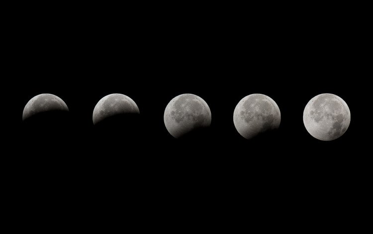 луна, фазы, затмение, lunar eclipse, the moon, phase, eclipse