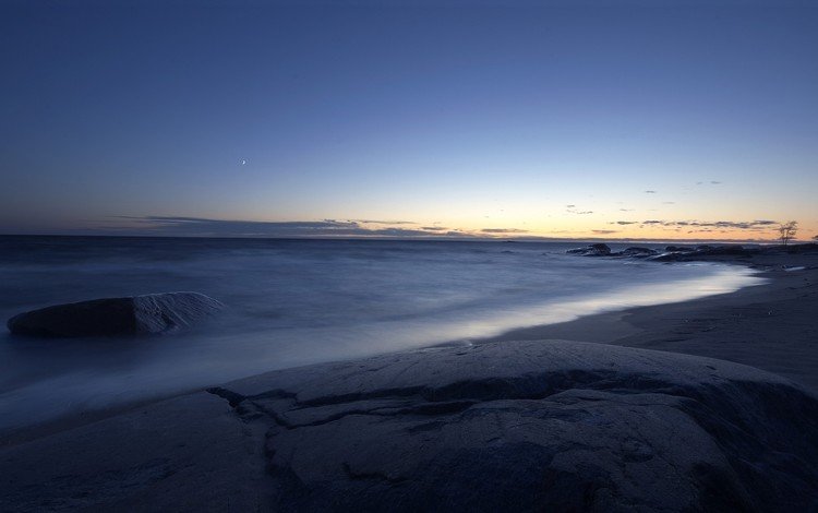 вечер, берег, море, горизонт, the evening, shore, sea, horizon