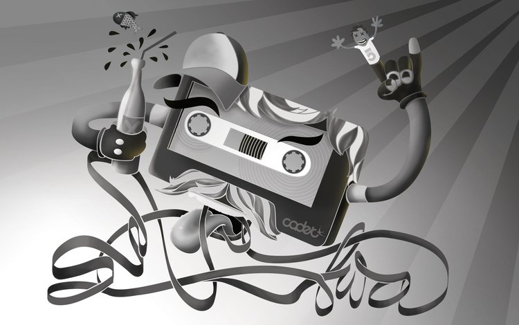 черно-белая, лента, касета, black and white, tape, cassette
