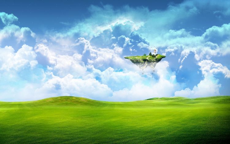 небо, трава, облака, земля, зелень, обои, поле, фантастика, the sky, grass, clouds, earth, greens, wallpaper, field, fiction