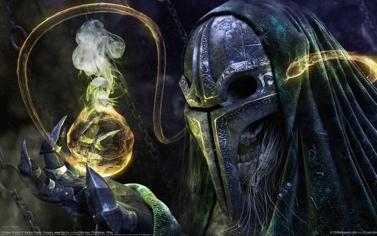 маска, сфера, когти, магия, balazs papay - undead wizard, mask, sphere, claws, magic