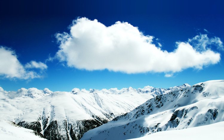 горы, снег, облако, вершины, mountains, snow, cloud, tops