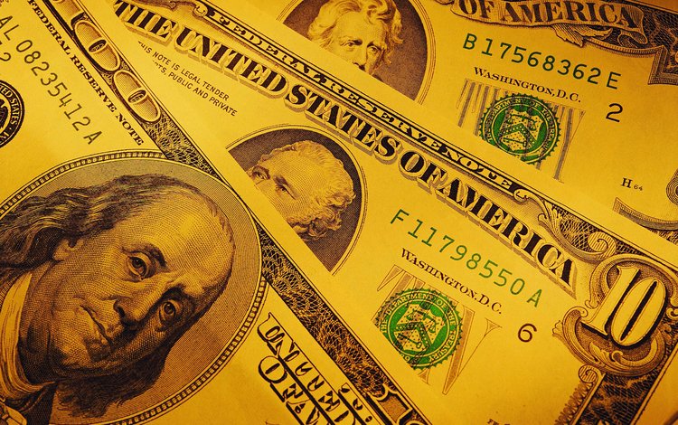 деньги, доллары, желтый фон, money, dollars, yellow background