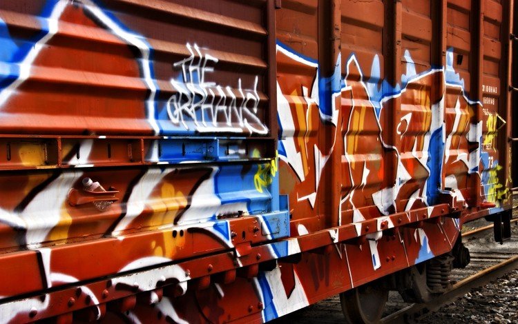 поезд, граффити, вагон, train, graffiti, the car