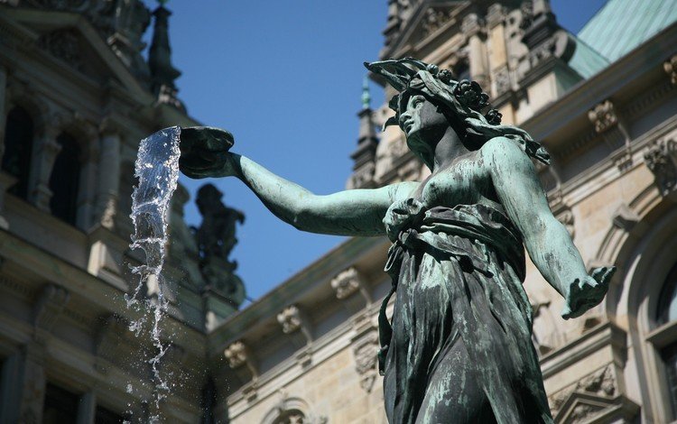 вода, фонтан, статуя, германия, water, fountain, statue, germany