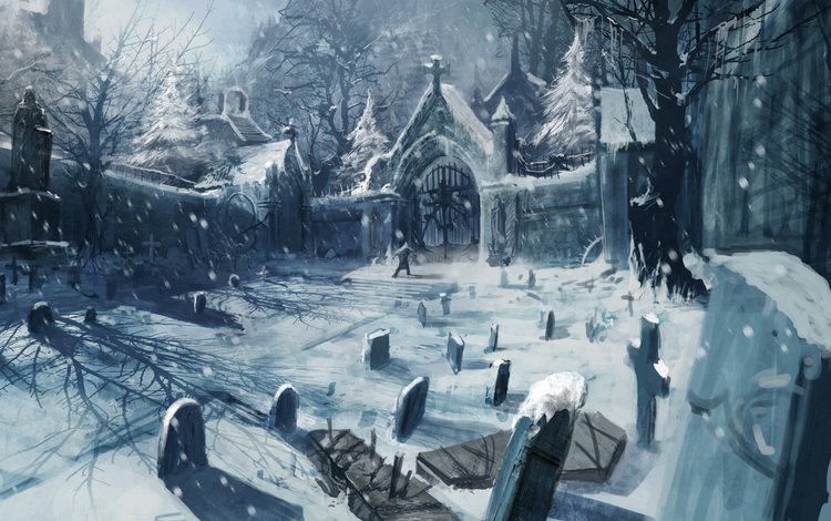 арт, снег, зима, кладбище, art, snow, winter, cemetery