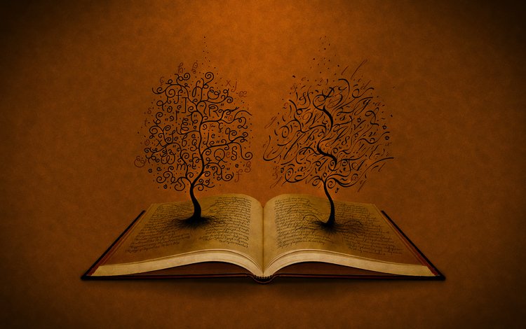 деревья, буквы, книга, trees, letters, book