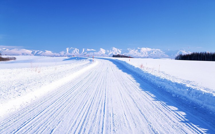 дорога, горы, зима, горизонт, road, mountains, winter, horizon