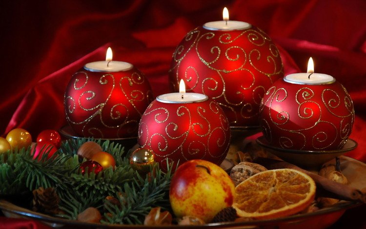 свечи, новый год, фрукты, candles, new year, fruit