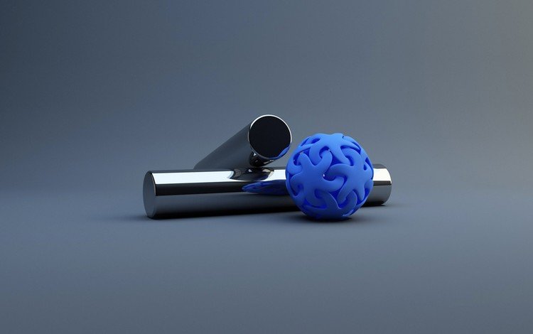 цилиндры, синий шар, cylinders, blue ball