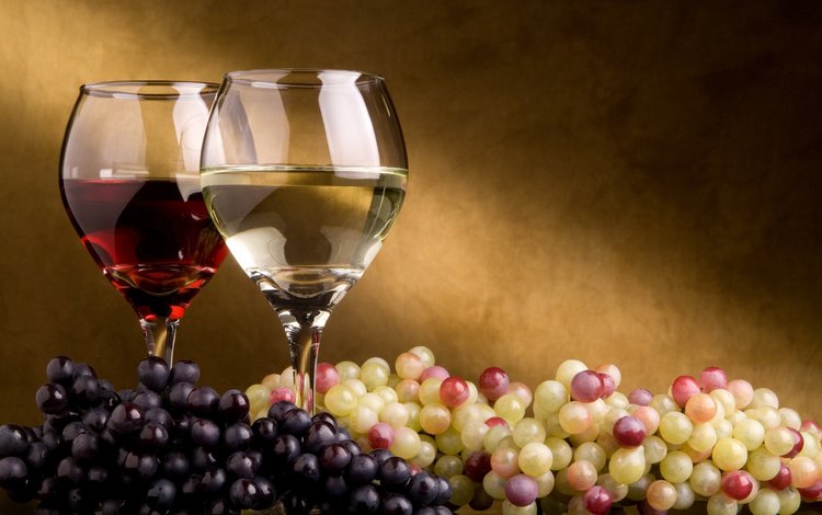виноград, вино, бокалы, grapes, wine, glasses