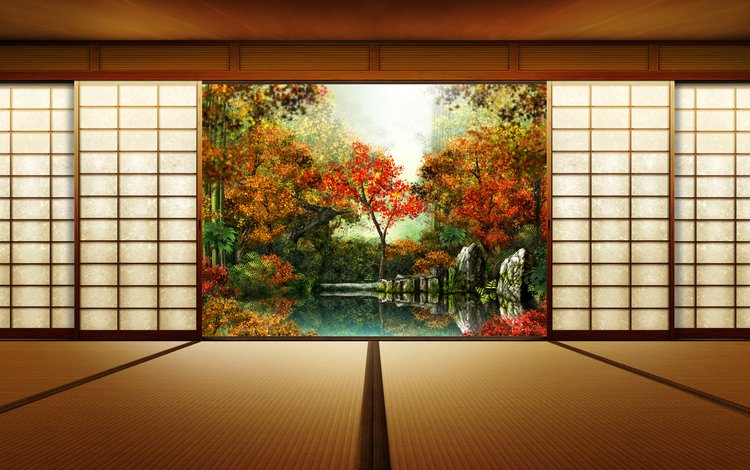 осень, япония, двери, autumn, japan, door
