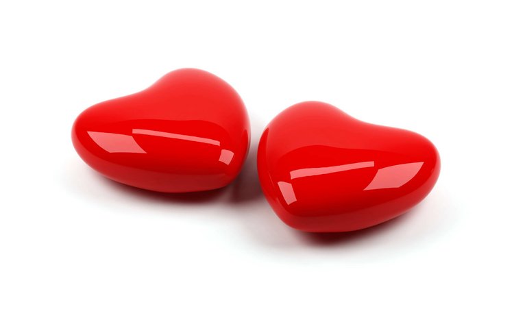 красные, сердце, любовь, пара, два, блестящие, red, heart, love, pair, two, shiny