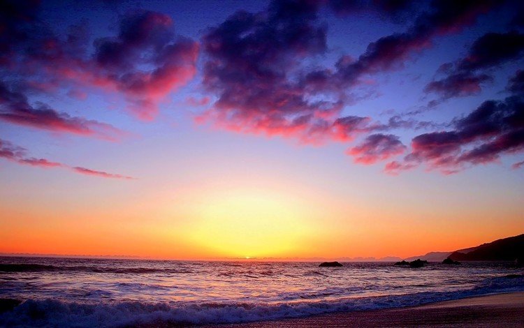 небо, закат, прибой, the sky, sunset, surf