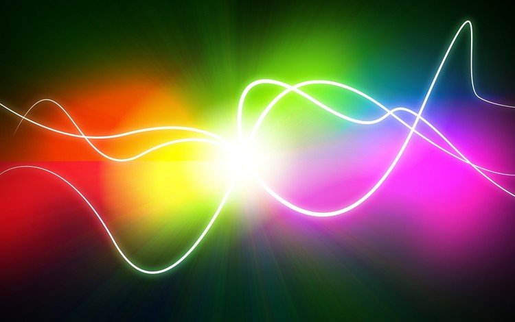 линии, цвет, точка, белые линии на радужном фоне, line, color, point, white lines on a rainbow background