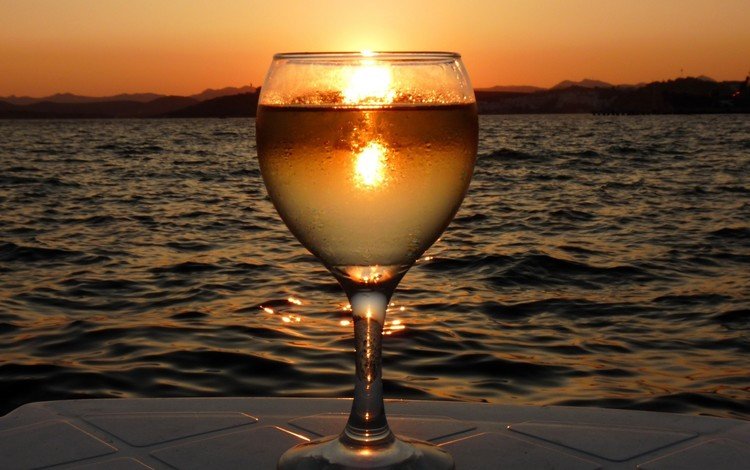вода, закат, бокал, water, sunset, glass