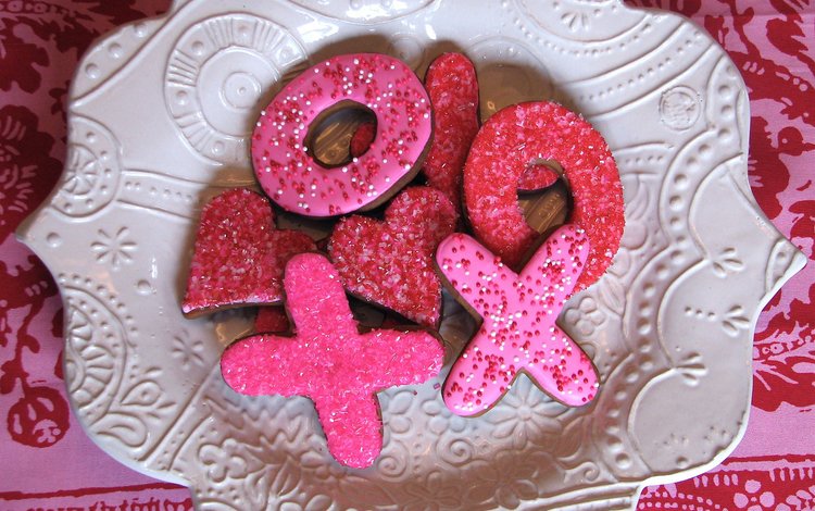 розовый, тарелка, печенье, pink, plate, cookies