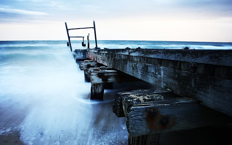 небо, море, пирс, причал, старый, погода, пасмурная, the sky, sea, pierce, pier, old, weather, cloudy