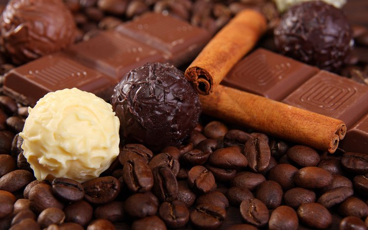 корица, зерна, кофе, черный, белый, шарики, шоколад, cinnamon, grain, coffee, black, white, balls, chocolate