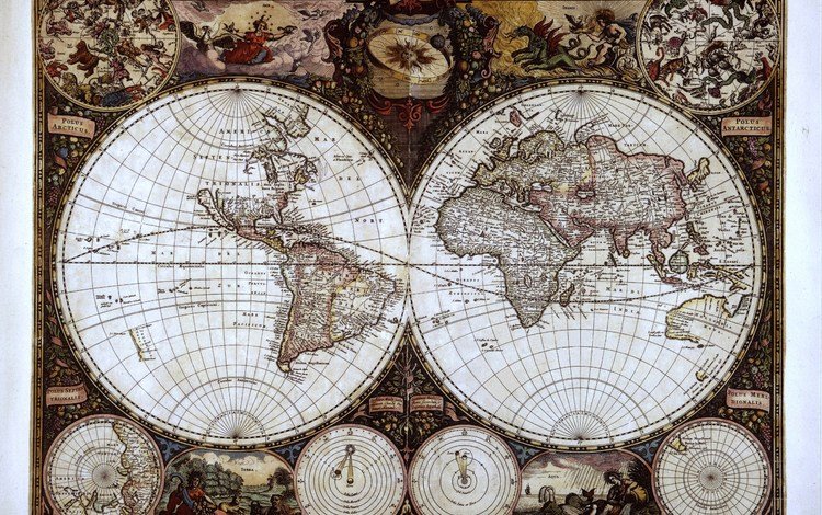 карта, полушария, monde wit, map, hemisphere