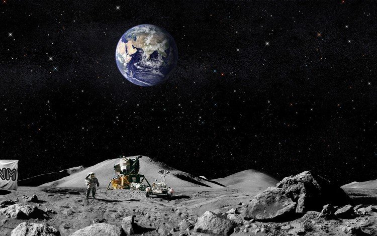 земля, луна, флаг, астронавты, американцы, earth, the moon, flag, the astronauts, americans