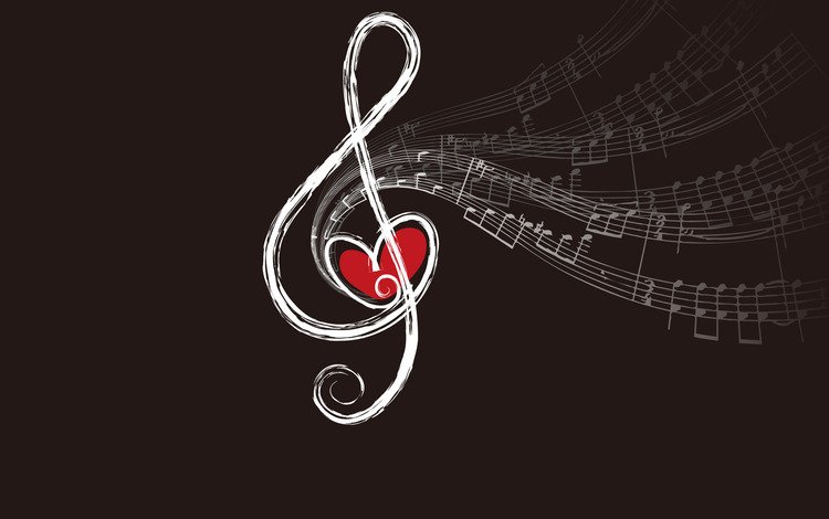 ноты, ключ, сердце, скрипичный, звуки, notes, key, heart, violin, sounds