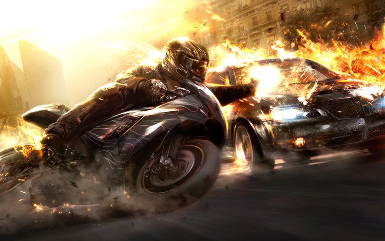 тачки, взрыв, мотоциклы, cars, the explosion, motorcycles