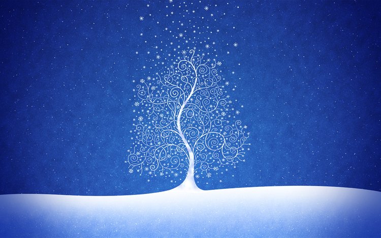 рисунок, снег, дерево, новый год, синий, ри, figure, snow, tree, new year, blue