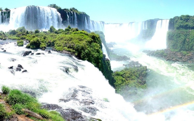 панорама, радуга, водопады игуасу, panorama, rainbow, iguazu falls