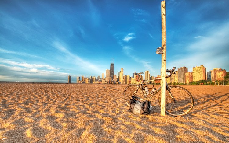 фото, песок, пляж, города, столб, велосипед, photo, sand, beach, city, post, bike