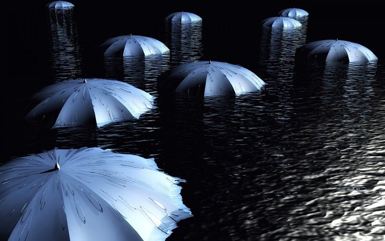 вода, зонты, umbeella, water, umbrellas