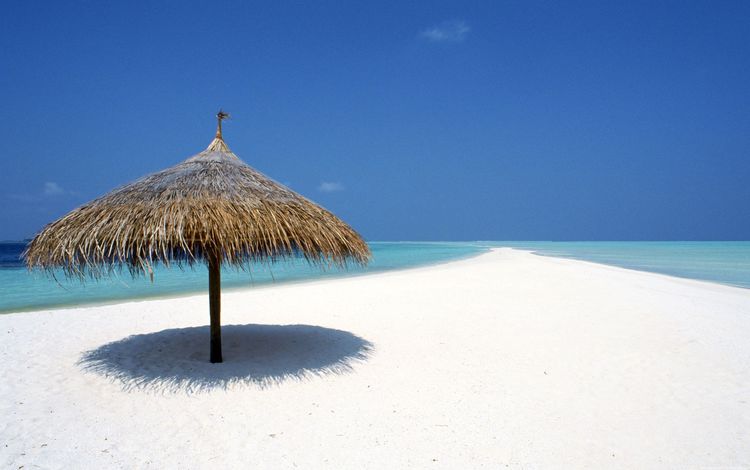 песок, океан, коса, зонтик, солома, белоснежный, sand, the ocean, braid, umbrella, straw, white