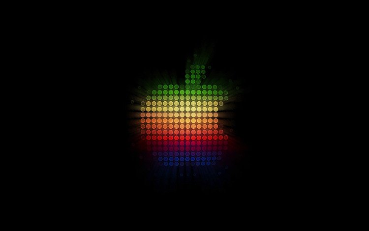 свечение, минимализм, черный фон, лого, эппл, glow, minimalism, black background, logo, apple
