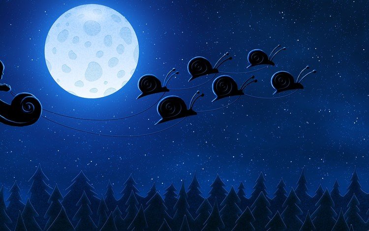 новый год, луна, улитки, new year, the moon, snails