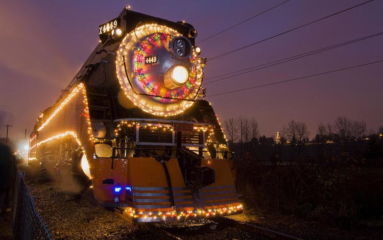 ночь, огни, новый год, подсветка, локомотив, night, lights, new year, backlight, locomotive