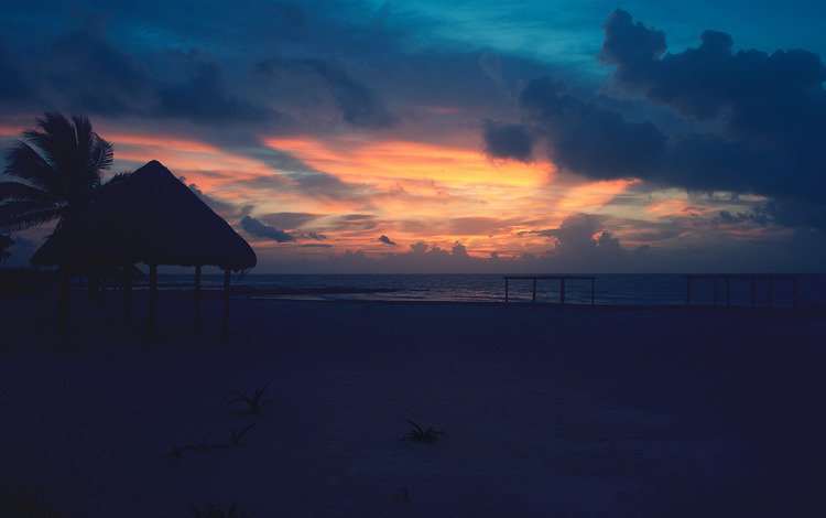 небо, восход, море, пляж, the sky, sunrise, sea, beach