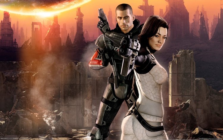 mass effect 2, bioware, gamewallpapers, ea, cg, джон шепард, миранда лоусон, john shepard, miranda lawson