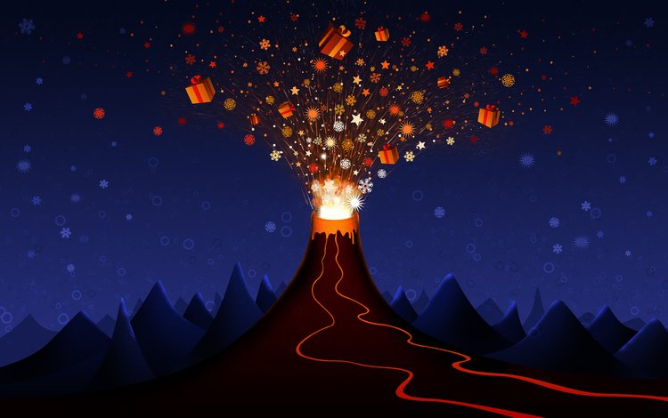 подарки, вулкан, взрыв, gifts, the volcano, the explosion