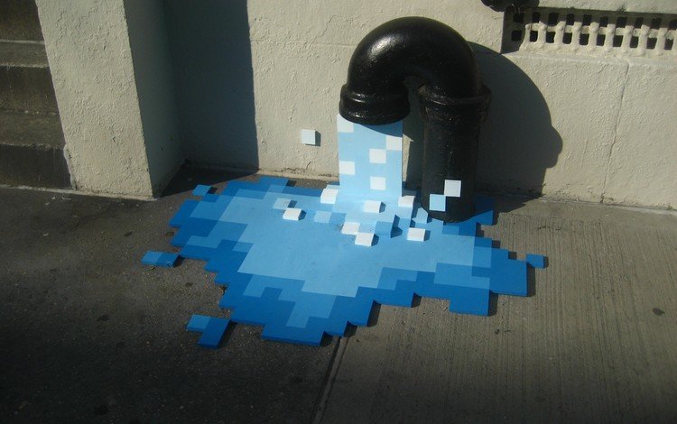вода, труба, пиксели, water, pipe, pixels