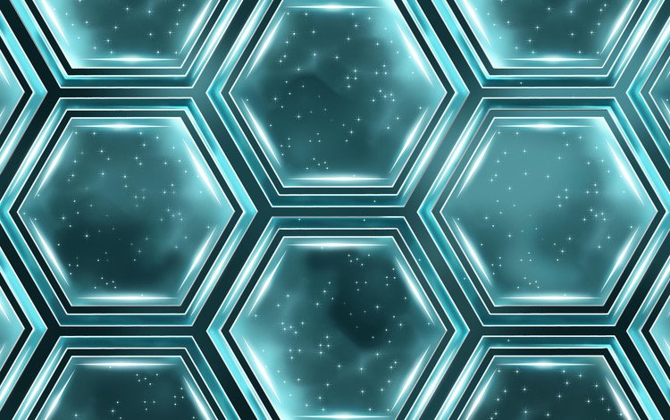 шестигранник, бирюзовый, hexagon, turquoise