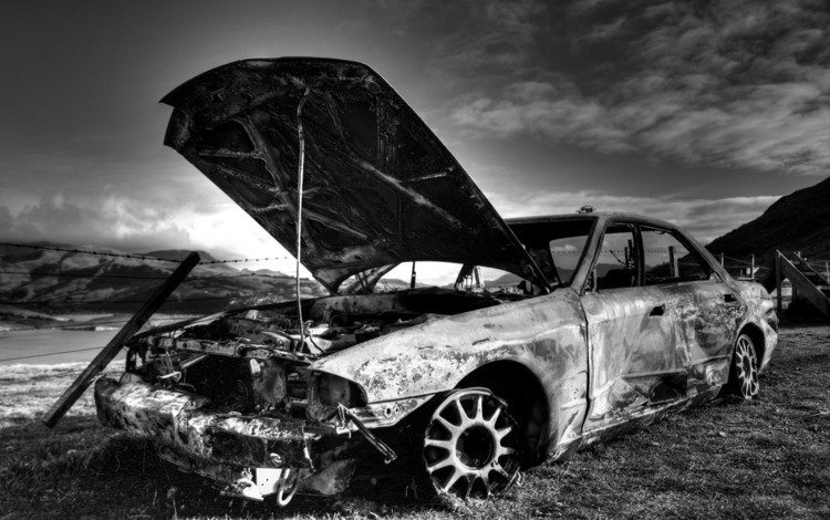 старый, автомобиль, old auto, burnout, сгоревший, автомобіль, old, car, burnt