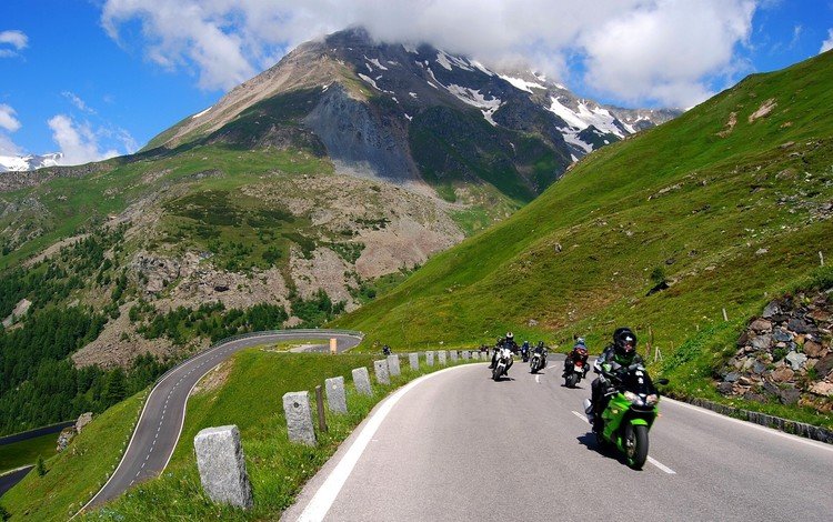 дорога, горы, байкеры, road, mountains, bikers