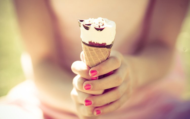девушка, мороженое, сладости, руки, рожок, girl, ice cream, sweets, hands, horn