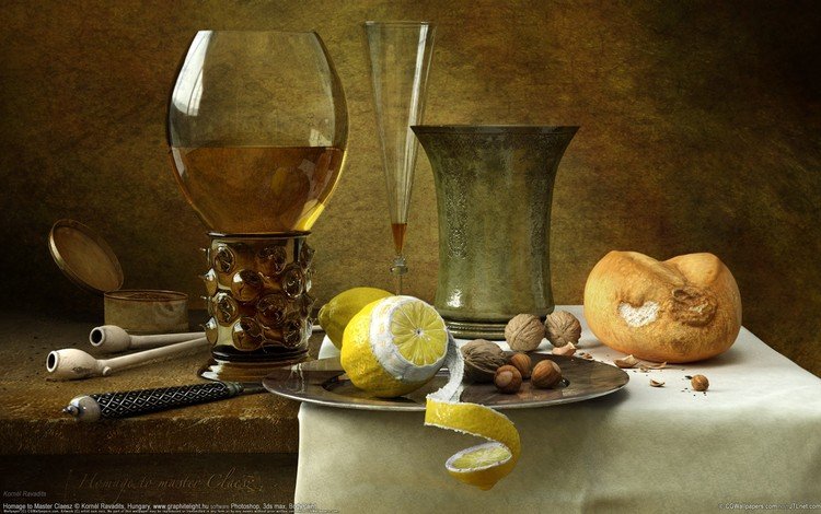 орехи, бокал, лимон, korn__l ravadits, натюрморт, nuts, glass, lemon, still life