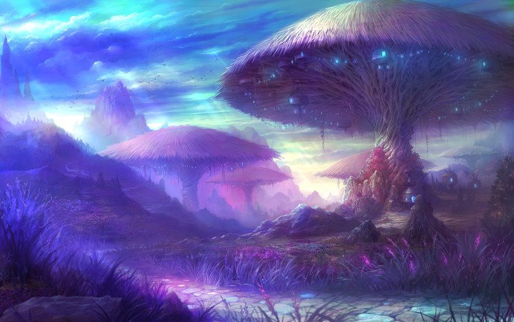 планета, грибы, дома, planet, mushrooms, home