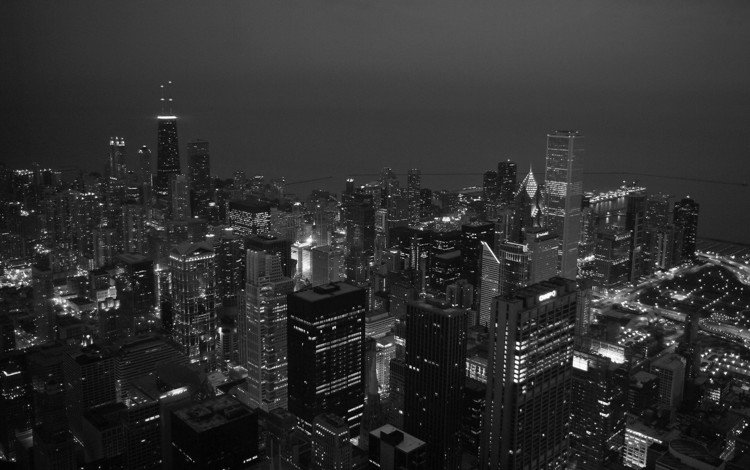 вечер, черно-белая, чикаго, the evening, black and white, chicago
