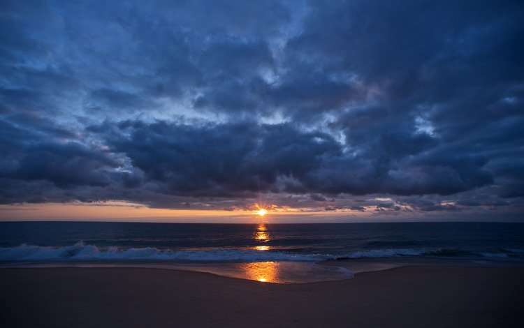 небо, облака, берег, закат, море, пляж, романтика, the sky, clouds, shore, sunset, sea, beach, romance
