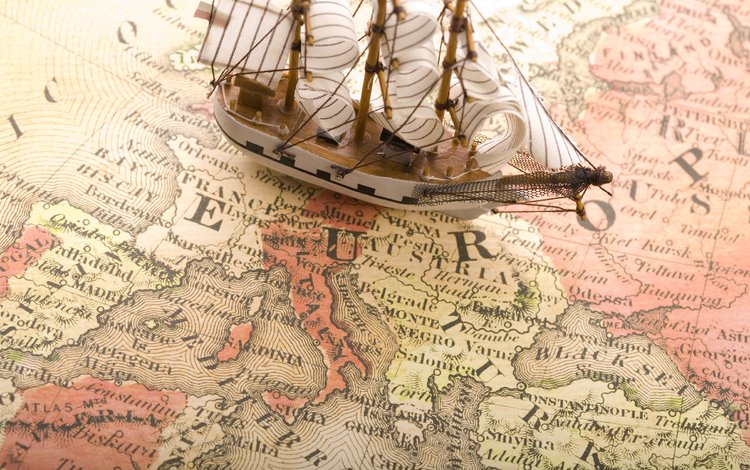 корабль, карта, европа, морская тема, europa, ship, map, europe, the nautical theme