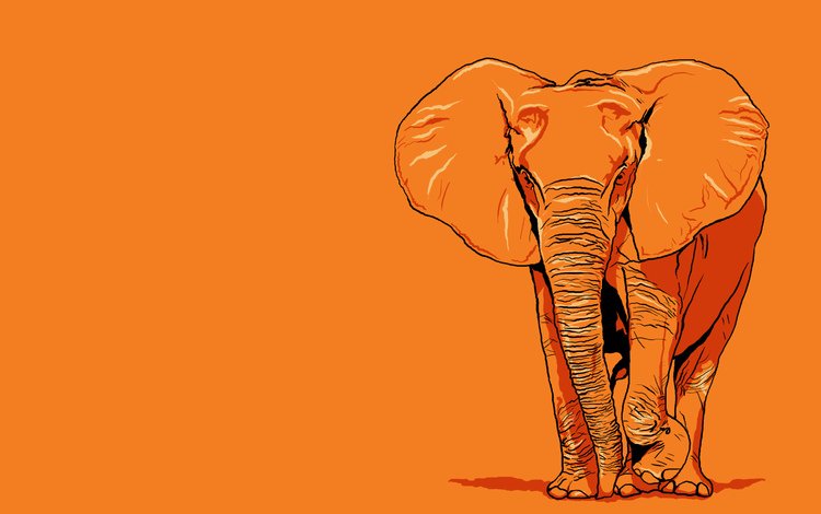 арт, рисунок, слон, гигант, оранжевое, art, figure, elephant, giant, orange