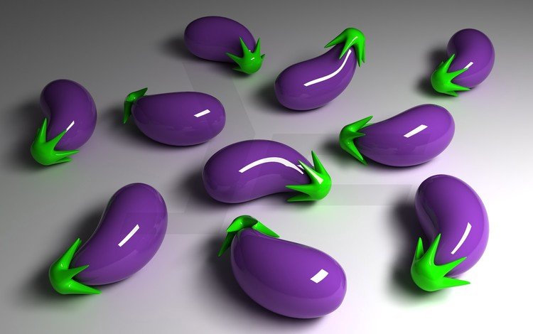 отражение, фиолетовый, 3-d, баклажаны, reflection, purple, eggplant